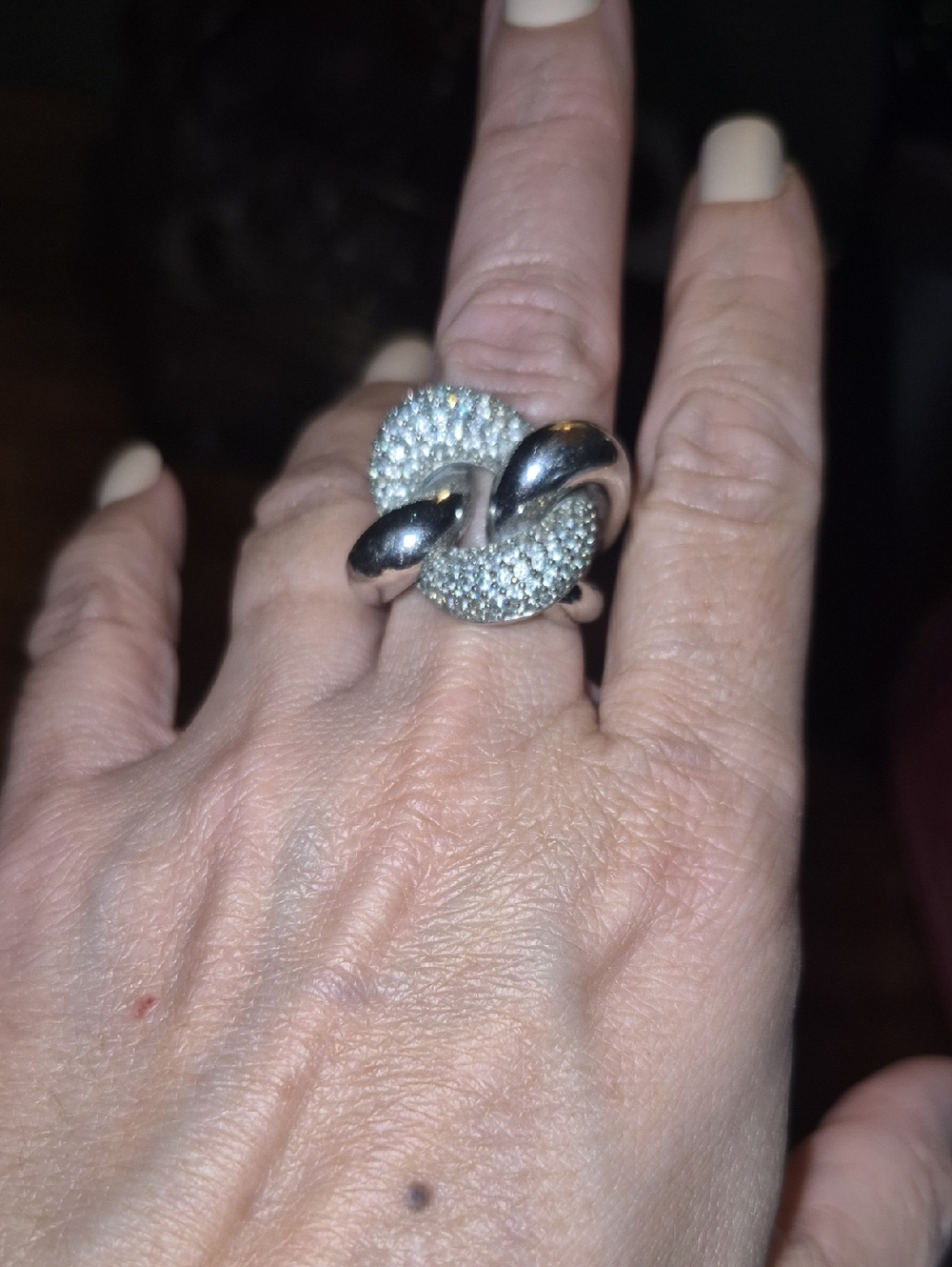 Park Lane Jewelry "RITZ" Ring Clear CZ's, Silvertone 7.5